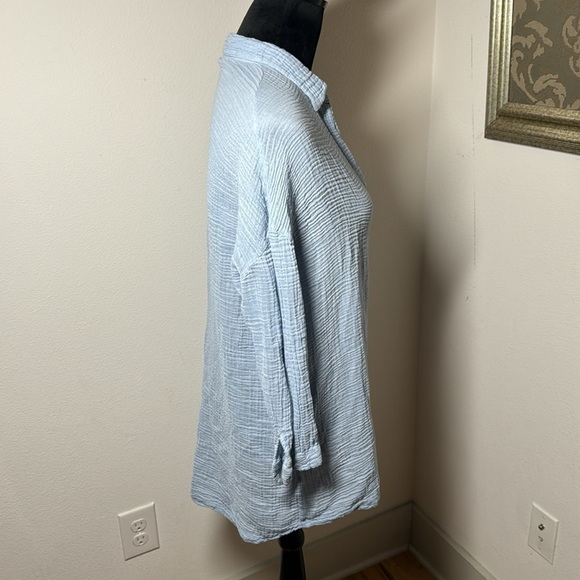 Sofia Made in Italy 100% Cotton waffle texture V neck tunic 3/4 sleeves Sz - Picture 2 of 6